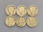 1935 - 1940 USA - 6 pc. Mercury Dimes - .900 Silver Coins - Various Conditions