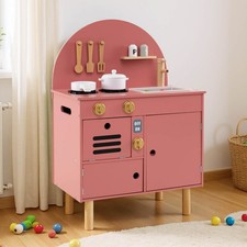 Play Kitchen for Kids w/Stoves Faucet Sink Microwave Oven Cooking Accessories