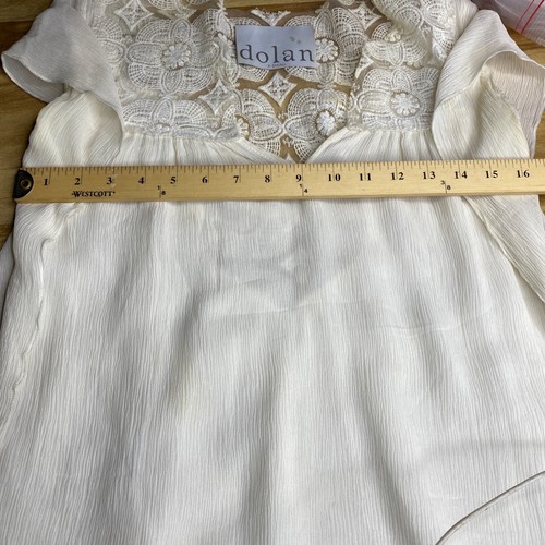 Dolan Top Womens XS Flutter Sleeve Embroidered Lace Pleated Flowy Silk - Picture 4 of 7