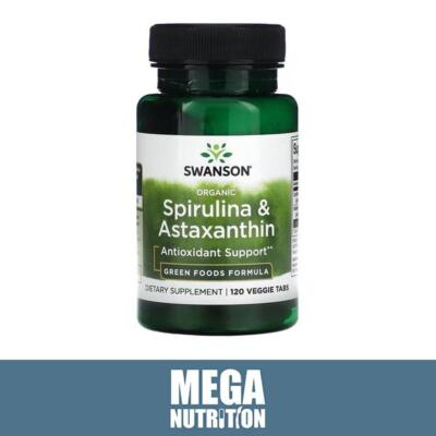 Swanson Spirulina & Astaxanthin organische antioxidative Unterstützung | 120 pflanzliche Tabletten