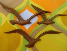 VTG 1970s MID Century Modern HOMCO Seagulls Birds Plastic Wood Wall Art Retro