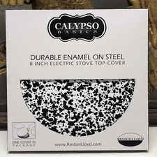 8" Black & White Enamel on Steel Electric Stove Cover Basic by Reston Lloyd