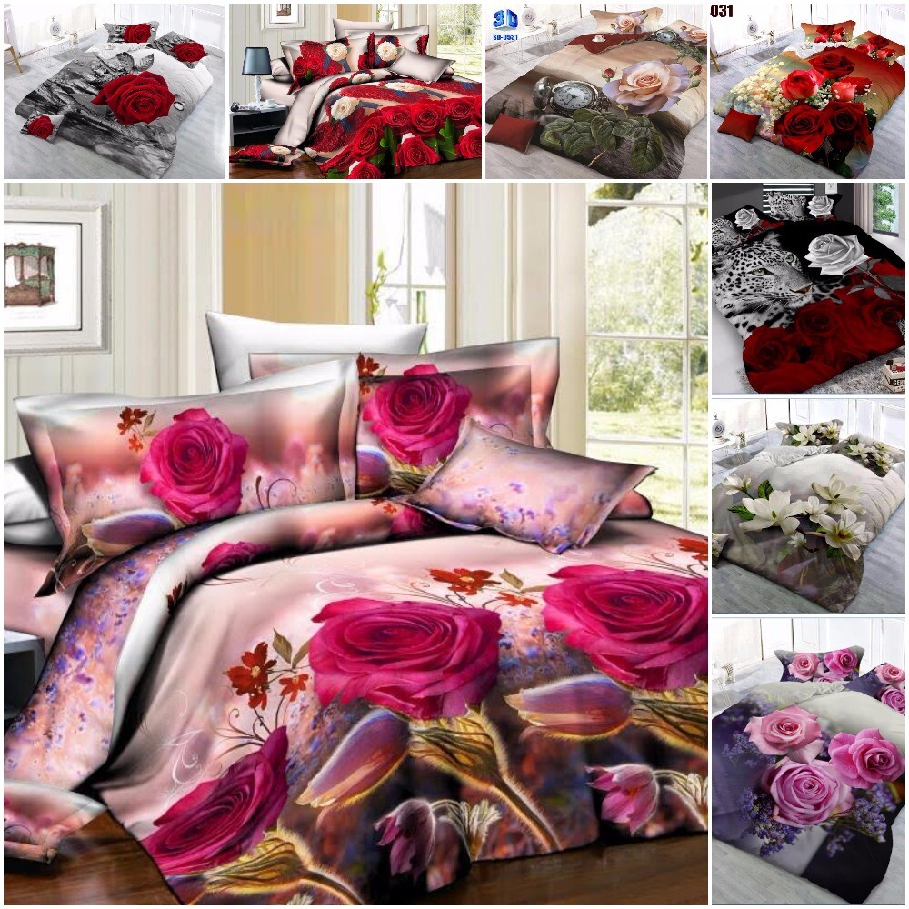 Duvet Cover sets 3D Bedding set Pillow cases Fitted Sheet Single