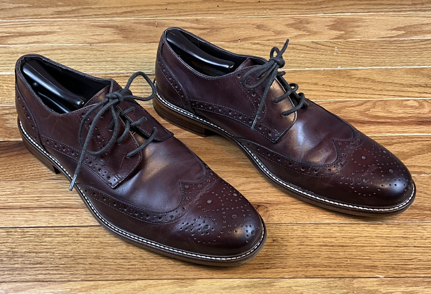 SAOLA Scarpe Oxford eleganti da uomo in pelle marrone con lacci Joseph Abboud taglia 10 EXC