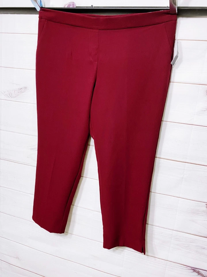 Брюки без застежек женские Dressbarn Roz & Ali размер 20 бордовые эластичные - Изображение 3 из 4