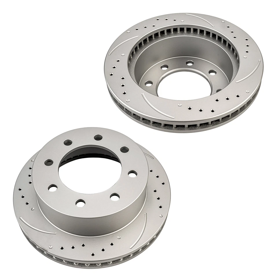 Rotores de freno delanteros perforados y ranurados para Dodge Ram 2500 2000-01 2002 Ram 4000 Foto 2 de 4