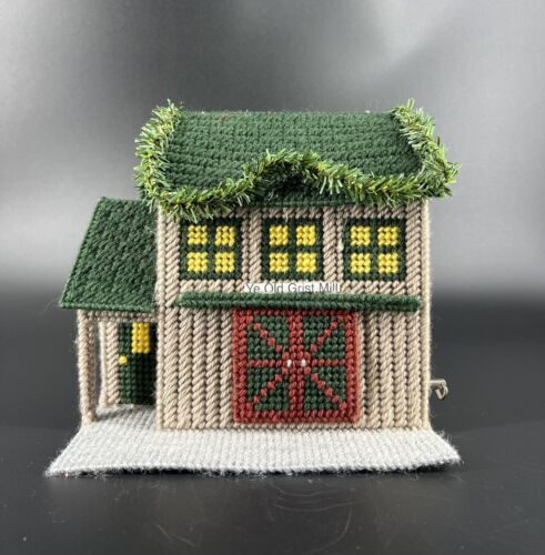 Vintage Plastic Canvas Village House "Ye Old Grist Mill" music box  - Picture 1 of 5