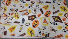 Walt Disney Productions Vtg Cotton Canvas Fabric Mickey Minnie Mouse Yard