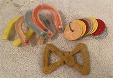 Vintage 60s Baby Rattles, Teether Toys, Hong Kong Lot of 3 