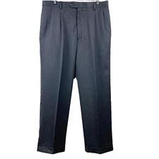JOS A BANK Dress Pants Men's Size 34 x 29 Dark Gray Pleated Cuffed Professional