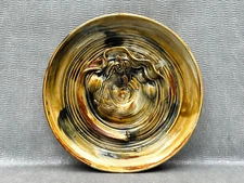 Circle of Deiniol Williams 3D Abstract Pottery Stoneware Geodisc Sculpture Plate