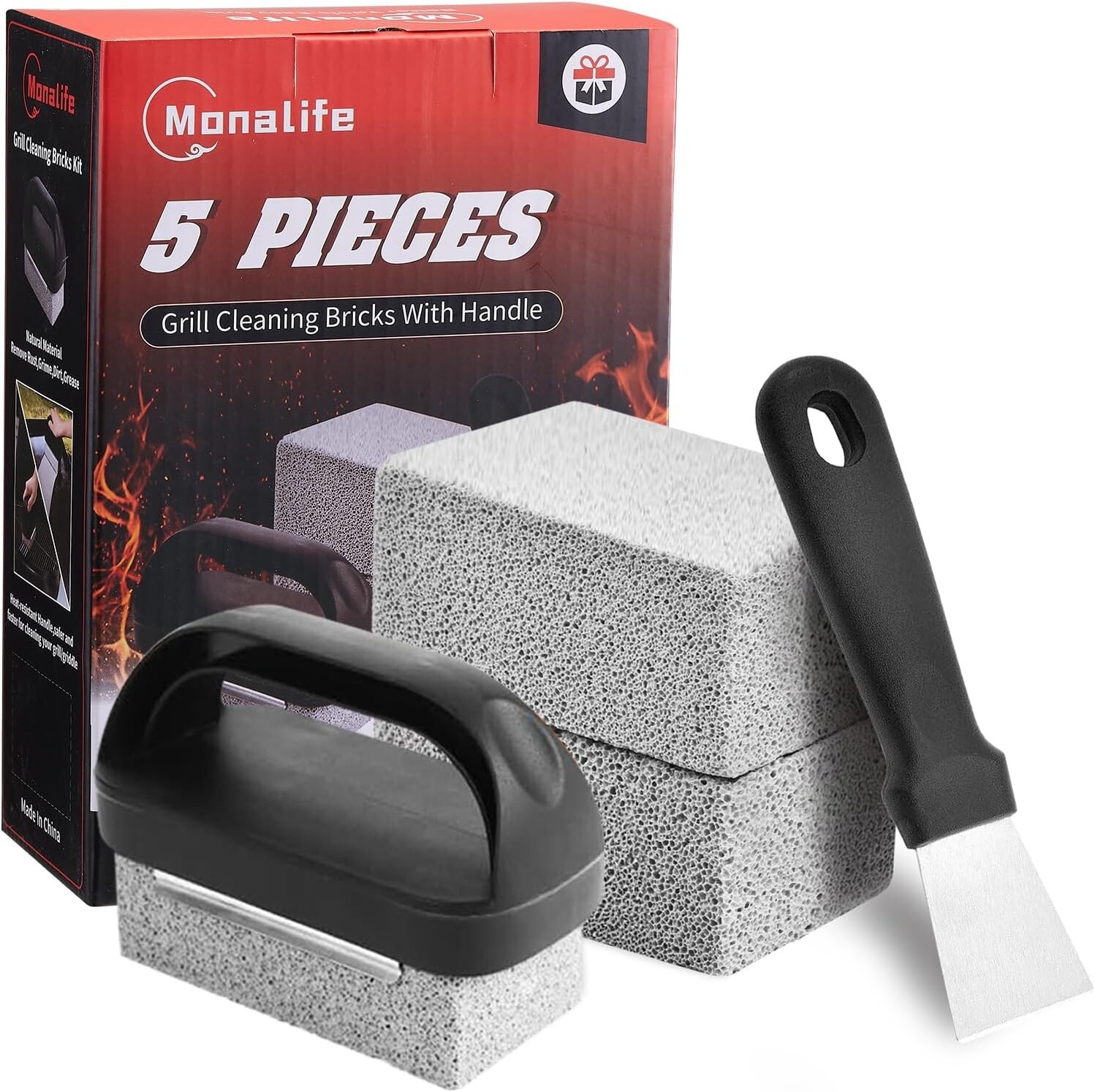 Grill Cleaner with Handle for Blackstone Griddles and Outdoor Cooking Accessories