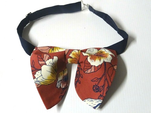 Oversized Rusty Floral Bow tie Roses Vintage style 70s Wedding Prom Gift 4 Him - Picture 5 of 5
