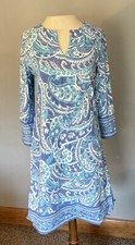 Coolibar Oceanside Tunic Dress XS Blue Paisley 3/4 Sleeve UPF 50+ Golf Outdoor