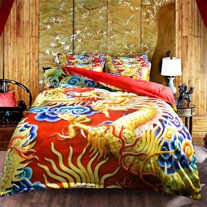Chinese Dragon Print Duvet Comforter Cover Bedding Set Polyster