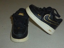 NIKE AIR FORCE 1 TODDLER SHOES LV8 TD DM3387-001 4C BLACK METALLIC GOLD SWOOSH