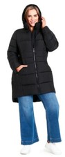 Evans Nwt New Black Hooded Zip Up Quilted Women's Coat Plus Size 22 3xl