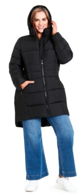 EVANS NWT NEW Black Hooded Zip Up Quilted Women's Coat Plus Size 20 2XL 
