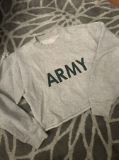 Brandy Melville John Galt Cropped Gray Army Crewneck