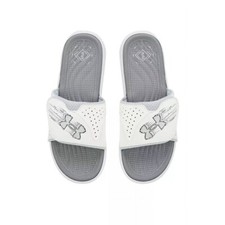 Under Armour UA Mercenary Slides Unisex Youth Size 5 White Grey 3026154-100 New