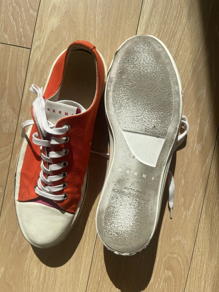 Zapatillas MARNI de Lona Naranja/Rosa Talla 39 (US 8) ¡Hechas en Italia Usadas en Excelente Condición! $410 al por menor Foto 2 de 4