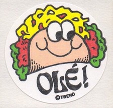 Trend Scratch And Sniff Taco Ole Stinky Stickers Matte Single 1980's Vintage