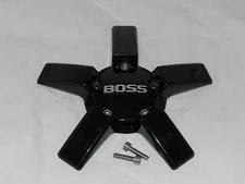 BOSS MOTORSPORTS SERIES 340 BLACK WHEEL RIM CENTER CAP 3263-02 3263 WITH SCREWS 