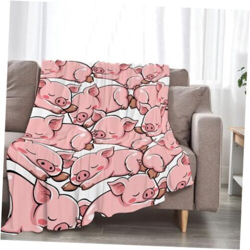 Pig Blanket Warm Soft Cozy Sleeping Pigs Throw Blanket Gifts 50"x40" Pink Pigs