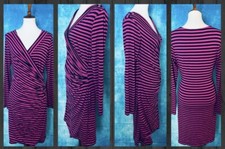 Banana republic Women's Striped Long sleeve V-neck wild orchid Dress Size M