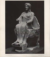 Lithografie: Griechische Plastik, Thronende Göttin 480 v.u.Z. Marmor