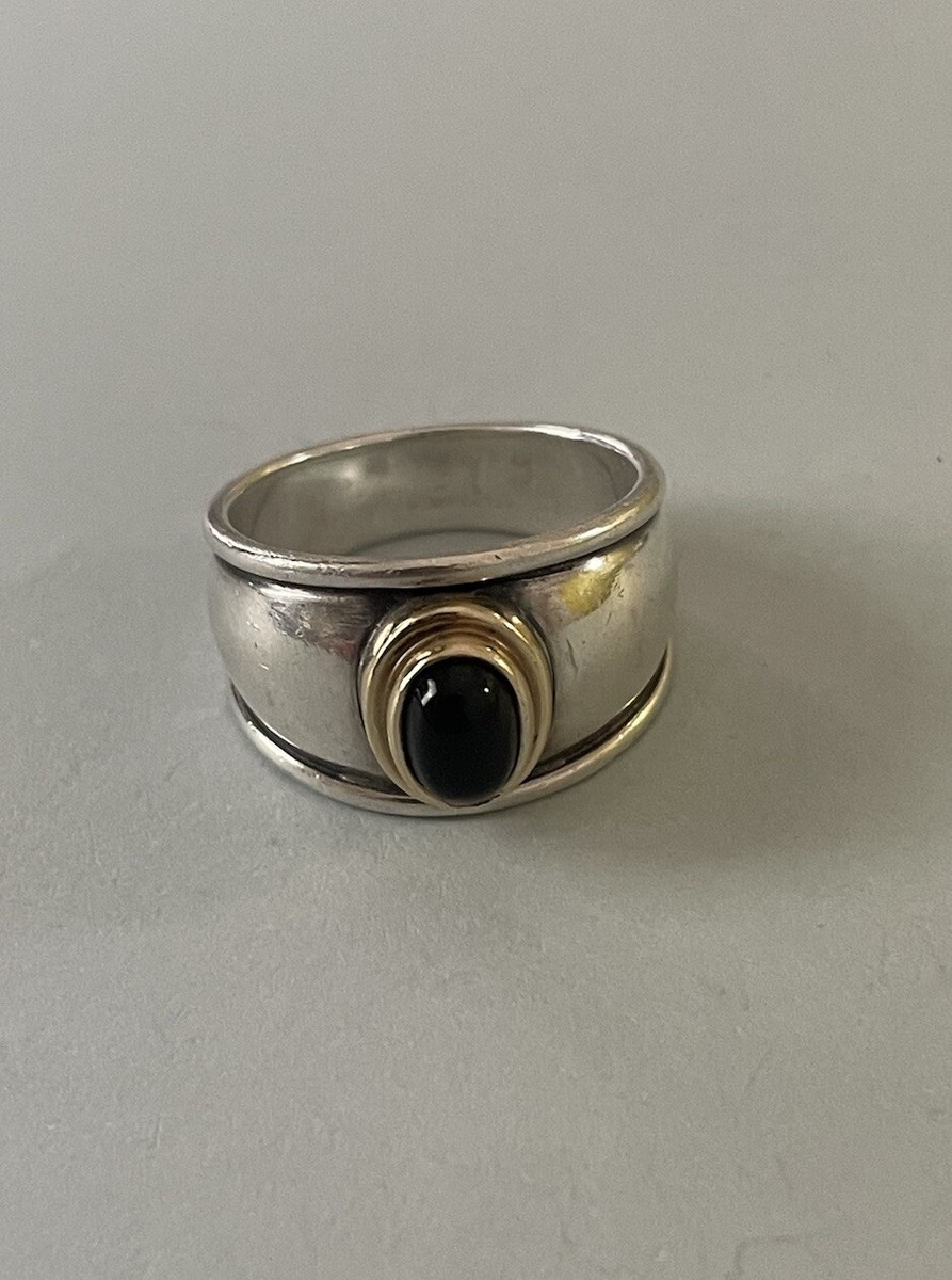 James Avery Retired 18k Gold and Silver Christina Black Onyx Ring
