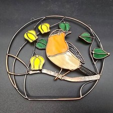 Stained Glass Bird Window Suncatcher Handmade 8.5 inch