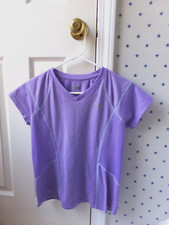 FLAW NORTH FACE FlashDry Shirt L Purple Mesh 14-16 Girls Sport V-Neck Sz Large