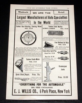 1905 OLD MAGAZINE PRINT AD, E.J. WILLIS, AUTO SPECIALTIES MANUFACTURER, NYC!