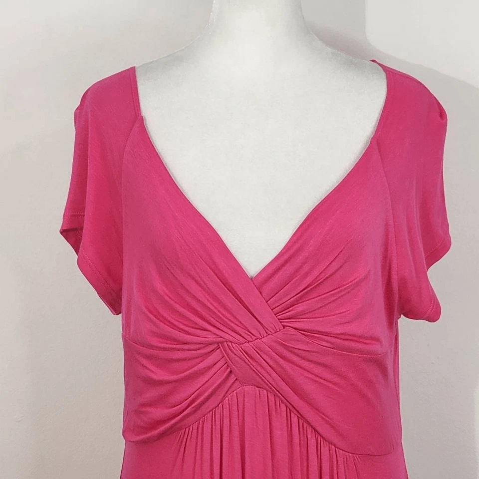 Vestido Cha Cha Vente Rosa Drapeado Tejido Nuevo con Etiquetas Talla XL Fucsia Vestido de Invitada de Boda Foto 3 de 4