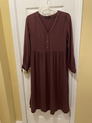 lightspun button front midi dress Madewell Lightspun Button-Front Midi Dress Size 2