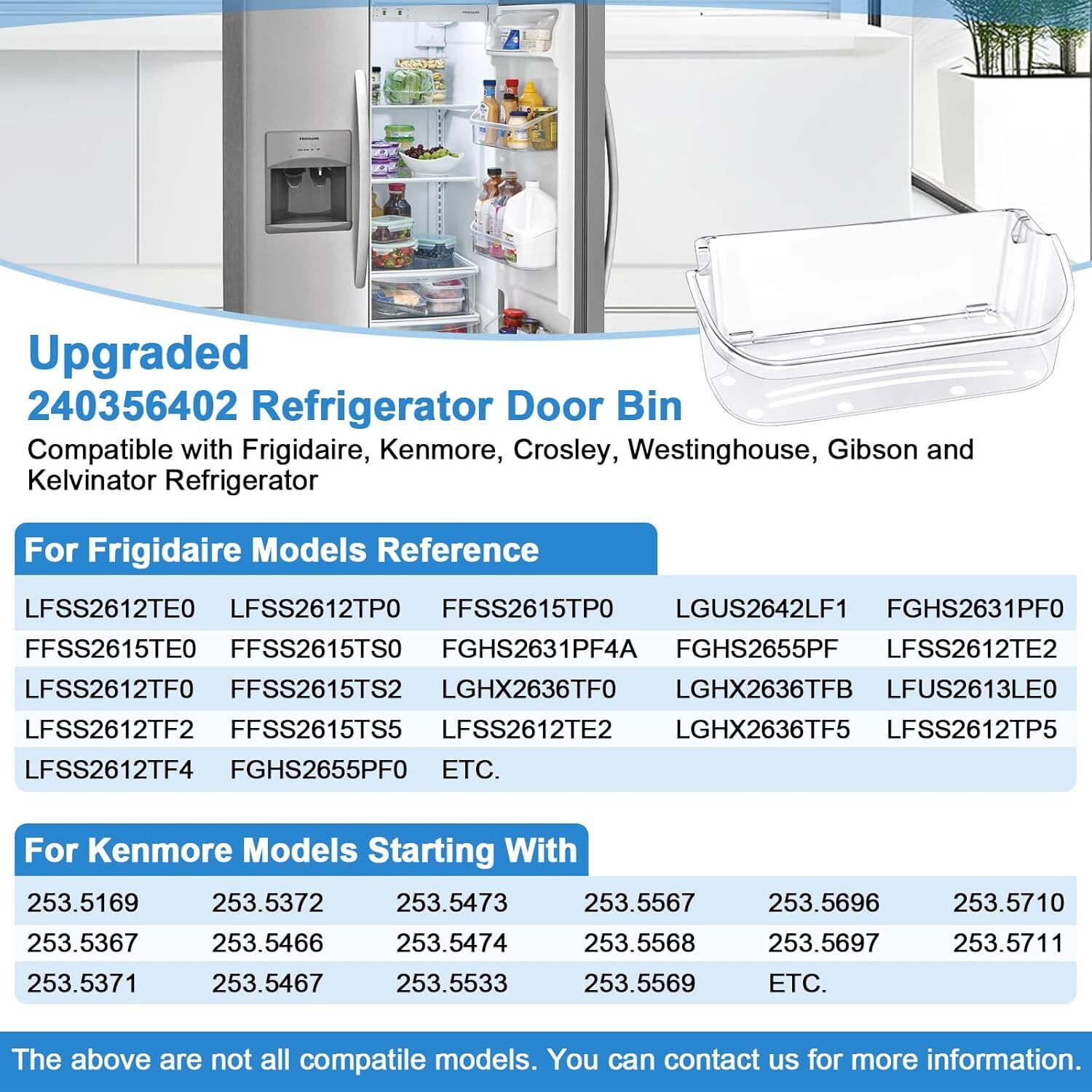 2 PACK UPGRADED 240356402 Refrigerator Door Bin Compatible with Frigidaire Door