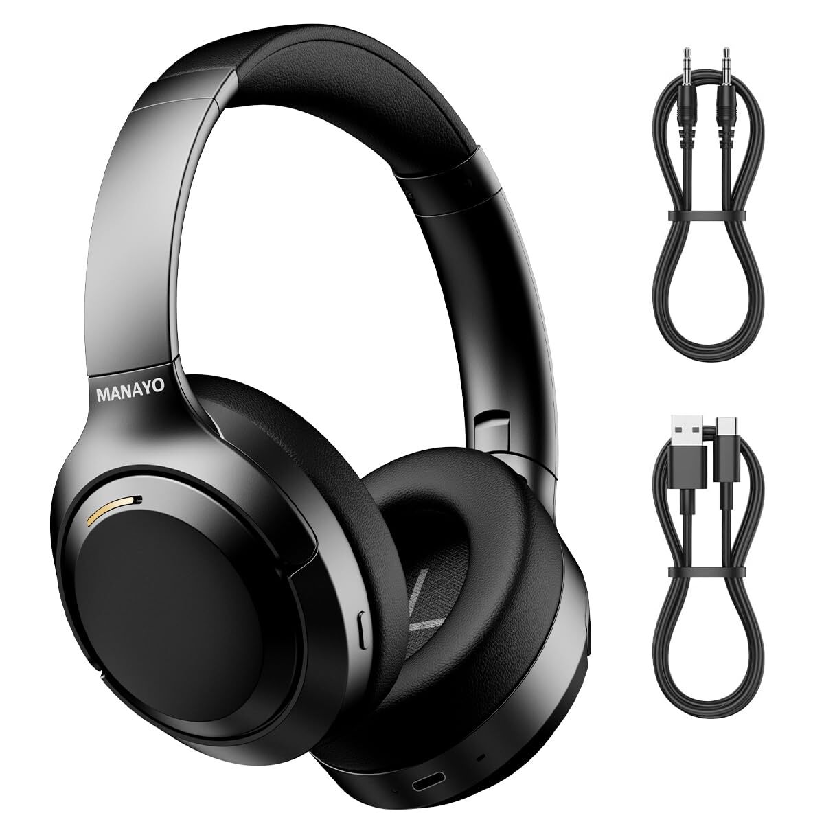 MANAYO Bluetooth Active Noise Cancelling Headphones Wireless Over The Ear Hea...