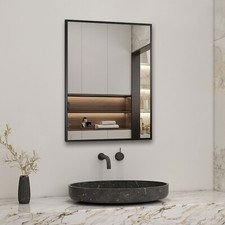 Bathroom Mirrors with LED Lights Black Frame Demister Pad Touch Control IP44