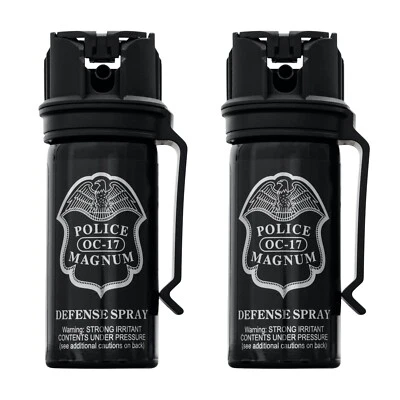 2 PACK POLICE MAGNUM pepper spray fogger 2oz Flip Top Belt Clip Self Defense OC