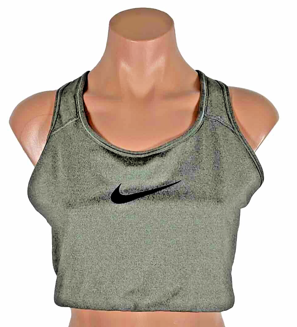 Nike Sports Bra Womens 1X Gray Racerback Stretchy Gym Workout Swoosh Classic-image
