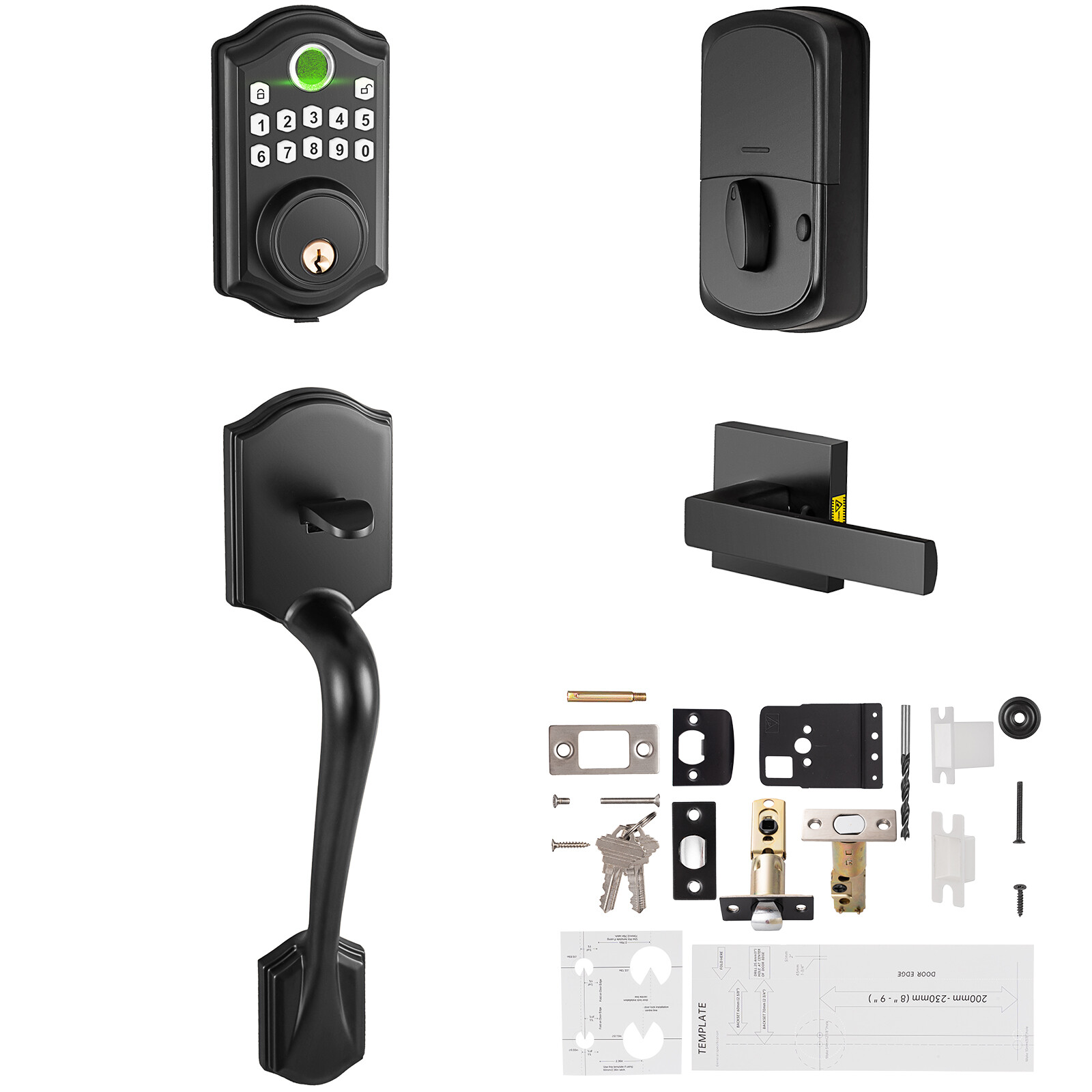 Keyless Entry Electronic Keypad Deadbolt Door Lock with Handle and IP54 Waterproof Design-image