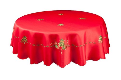 Christmas Tablecloth with Spruce Tree Design Embroidery on Red or White Base. - Picture 17 of 27