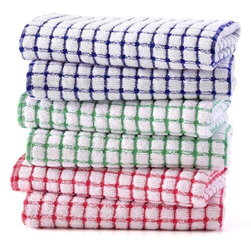 Cotone Confezione 6 Asciugamani Cucina Terry, 16 x 25 Multicolore 16 x 25 - Confezione da 6 - Foto 1 di 6