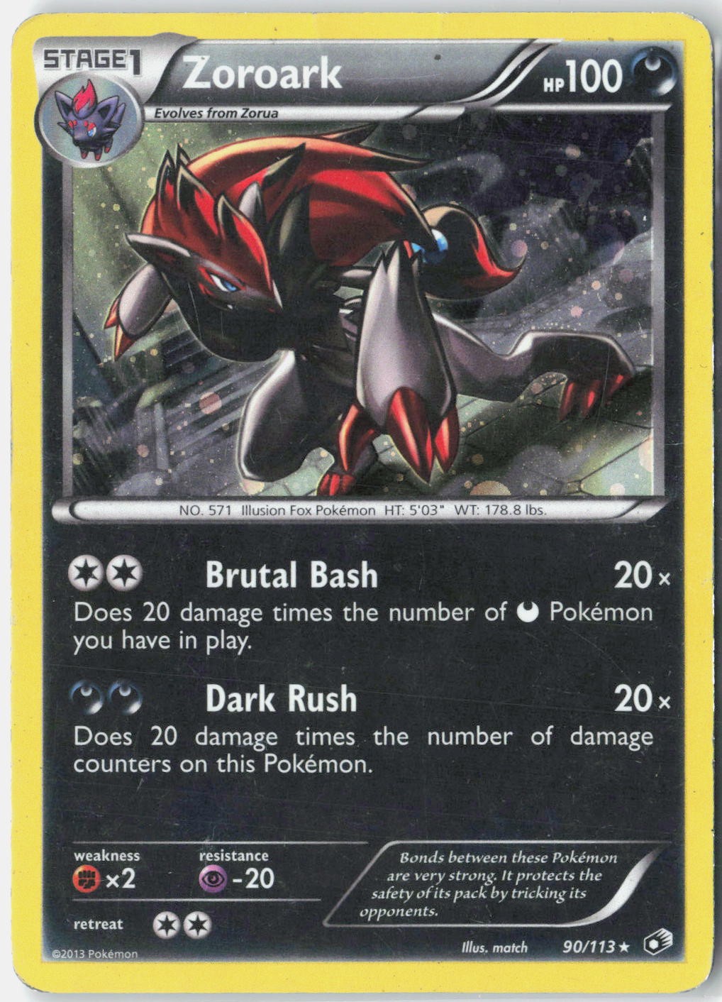 Zoroark Legendary Treasures 90/113 Pokemon Card Holo