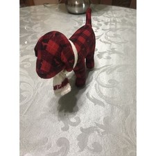 Victoria's Secret PINK Plush Red Black Plaid Dog Puppy White Scarf With tag