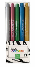 Vibrant Metallic Marker Pens 5 Pack Fine Tip Boldly Colorful Art Craft Set