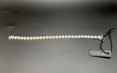 Classic Sparkling Rachel Zoe Halo Tennis Bracelet 7'' Silver Tone CZ Original Tag