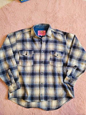 C.P. Bellini & Company Damen Überhemd kariert Langarm Kragen Taschen blau Gr. M