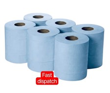 Blue Centrefeed Rolls 2 Ply Embossed Paper Towels Strong Absorbent Heavy Duty Bu